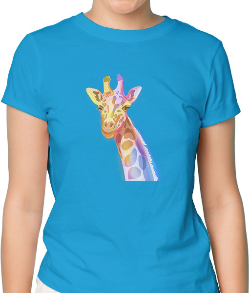 Дамска тениска с щампа Цветно лято  Color Giraffe - TShirtArtShop.com