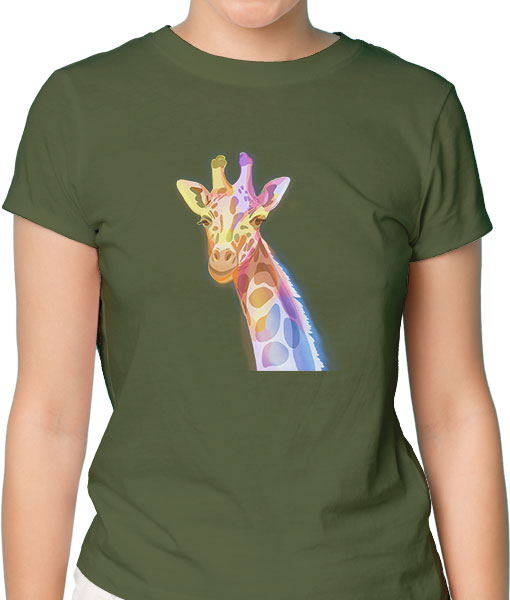 Дамска тениска с щампа Цветно лято  Color Giraffe - TShirtArtShop.com