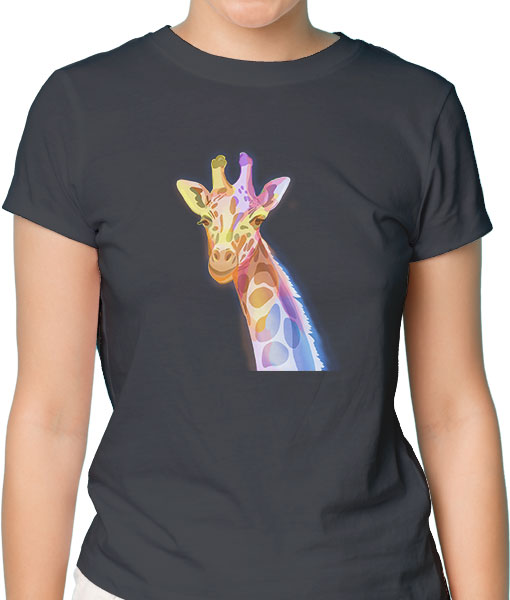 Дамска тениска с щампа Цветно лято  Color Giraffe - TShirtArtShop.com