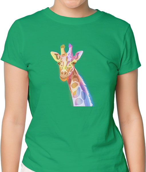 Дамска тениска с щампа Цветно лято  Color Giraffe - TShirtArtShop.com