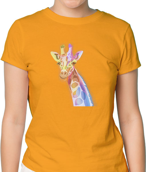 Дамска тениска с щампа Цветно лято  Color Giraffe - TShirtArtShop.com