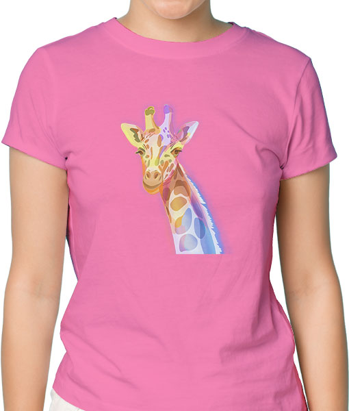 Дамска тениска с щампа Цветно лято  Color Giraffe - TShirtArtShop.com