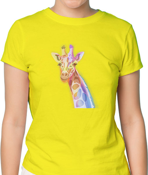 Дамска тениска с щампа Цветно лято  Color Giraffe - TShirtArtShop.com
