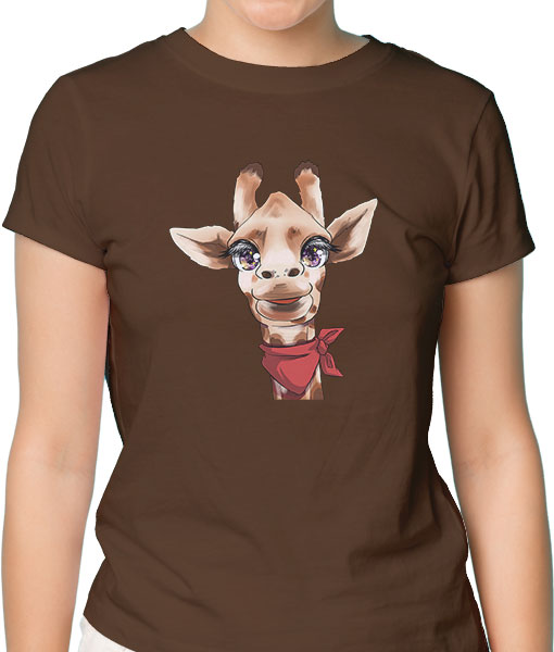 Дамска тениска с щампа Цветно лято Color-eyes-giraffe - TShirtArtShop.com
