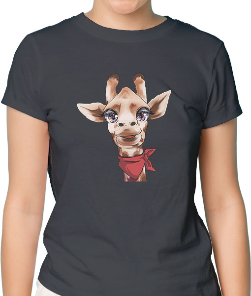 Дамска тениска с щампа Цветно лято Color-eyes-giraffe - TShirtArtShop.com