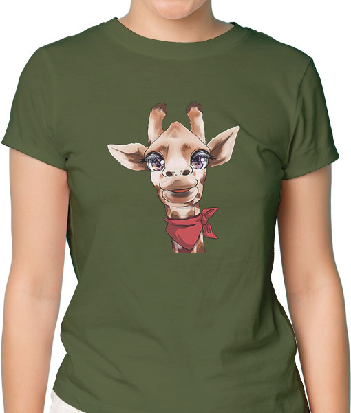 Дамска тениска с щампа Цветно лято Color-eyes-giraffe - TShirtArtShop.com