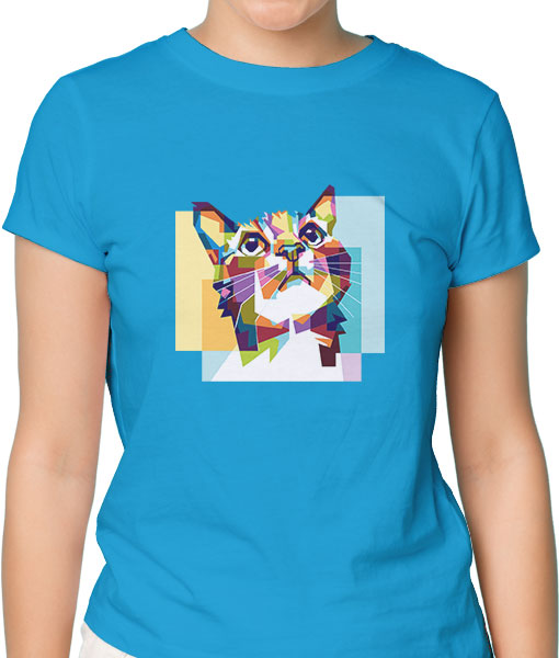 Дамска тениска с щампа Цветно лято Colorful cat hope - TShirtArtShop.com