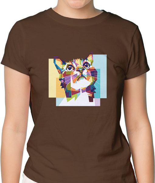Дамска тениска с щампа Цветно лято Colorful cat hope - TShirtArtShop.com