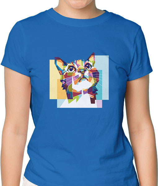 Дамска тениска с щампа Цветно лято Colorful cat hope - TShirtArtShop.com