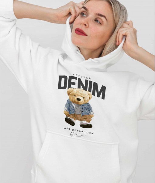 Дамско худи с щампа Denim bear