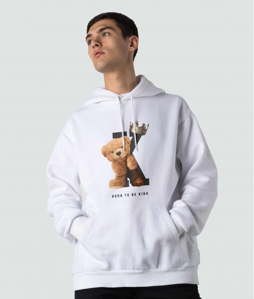 Мъжко худи с щампа Born to be king bear