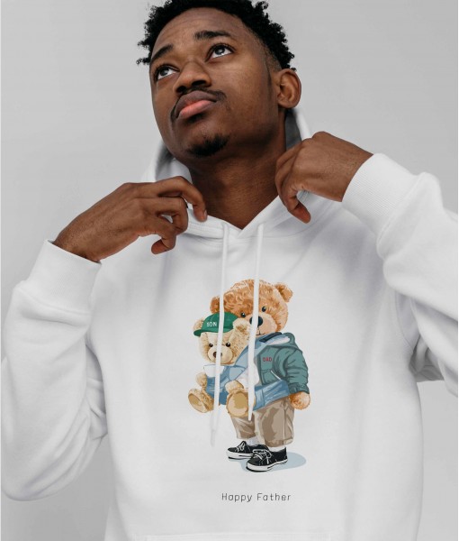 Мъжко худи с щампа Happy father bear