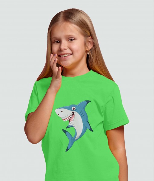 Детска тениска с щампа Животни Happy shark - TShirtArtShop.com