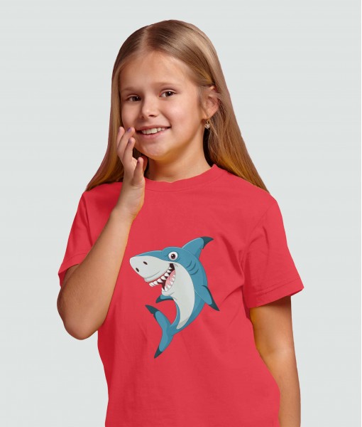 Детска тениска с щампа Животни Happy shark - TShirtArtShop.com