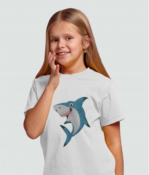 Детска тениска с щампа Животни Happy shark - TShirtArtShop.com