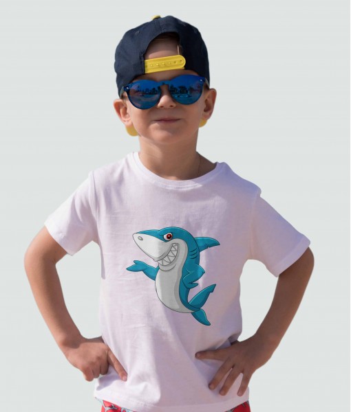 Детска тениска с щампа Животни Smiling shark boys - TShirtArtShop.com