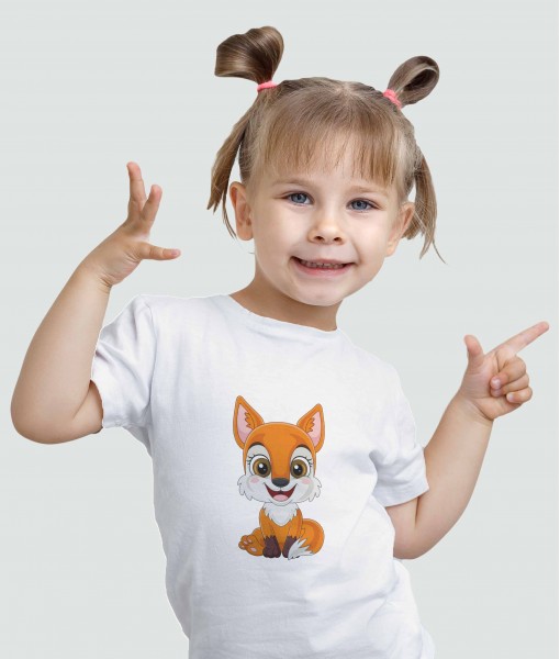 Детска тениска с щампа Животни Small smiling fox - TShirtArtShop.com