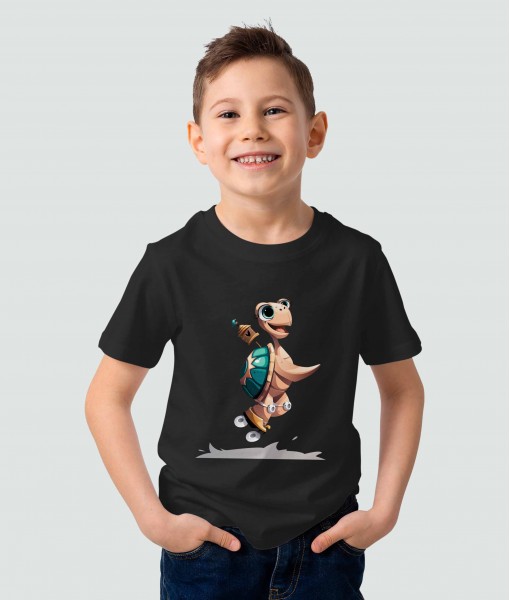 Детска тениска с щампа Животни Turtle with skates - TShirtArtShop.com