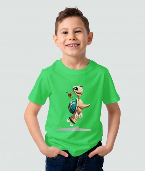 Детска тениска с щампа Животни Turtle with skates - TShirtArtShop.com