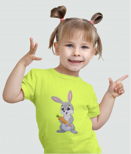 Детска тениска с щампа Животни Happy rabbit with carrot - TShirtArtShop.com