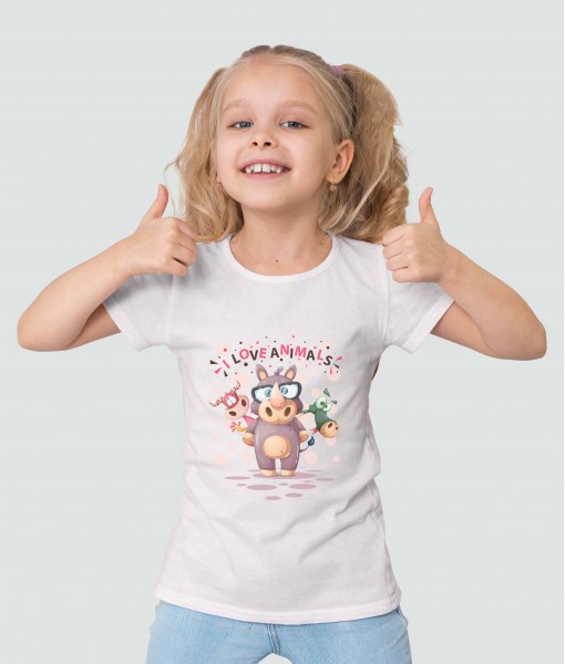Детска тениска с щампа Животни I love animals - TShirtArtShop.com