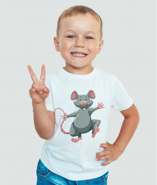 Детска тениска с щампа Животни Happy mouse - TShirtArtShop.com