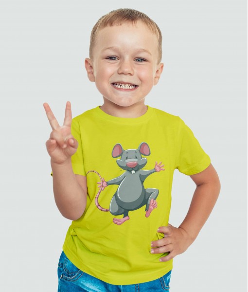 Детска тениска с щампа Животни Happy mouse - TShirtArtShop.com