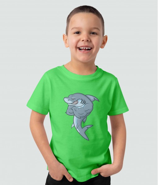 Детска тениска с щампа Животни Muscular shark - TShirtArtShop.com