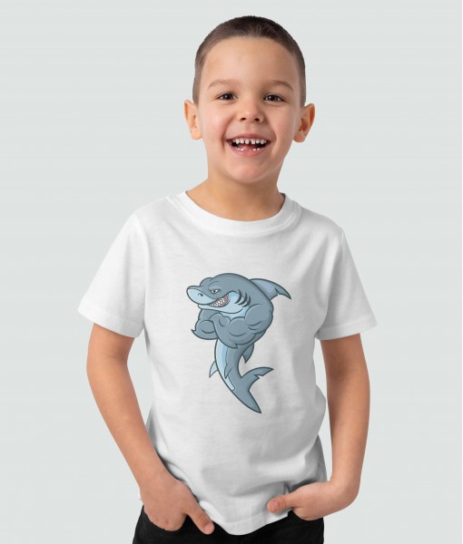 Детска тениска с щампа Животни Muscular shark - TShirtArtShop.com