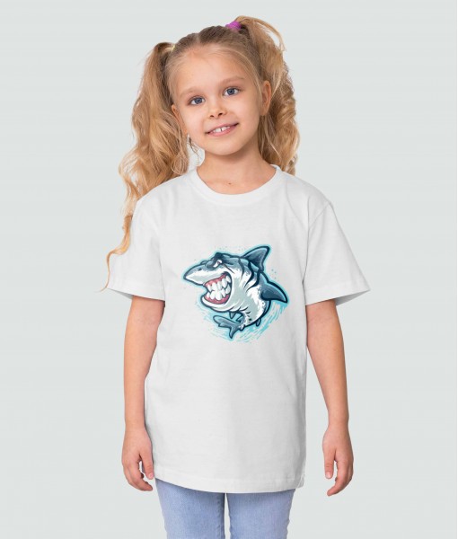 Детска тениска с щампа Животни Smiling shark - TShirtArtShop.com