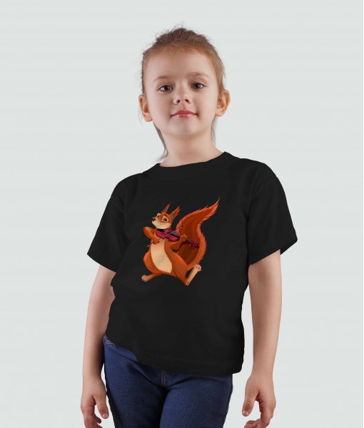 Детска тениска с щампа Животни Squirrel with violin - TShirtArtShop.com