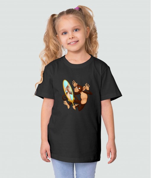 Детска тениска с щампа Животни Monkey and the mirror - TShirtArtShop.com
