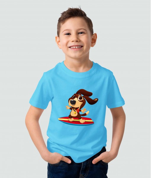 Детска тениска с щампа Животни Surfing dog - TShirtArtShop.com