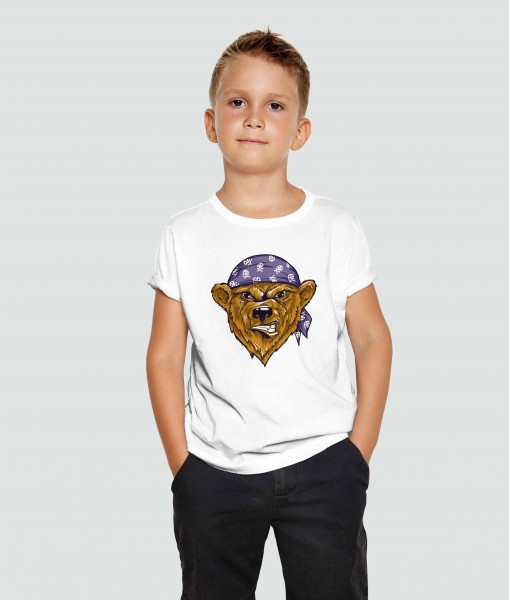 Детска тениска с щампа Животни Bear with head wrap