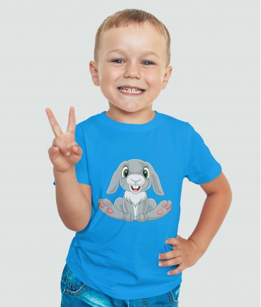 Детска тениска с щампа Животни Happy rabbit 