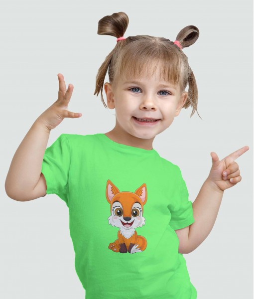 Детска тениска с щампа Животни Small smiling fox