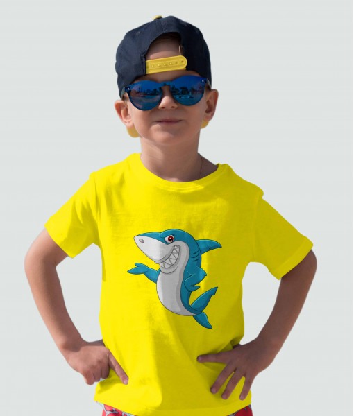 Детска тениска с щампа Животни Smiling shark boys