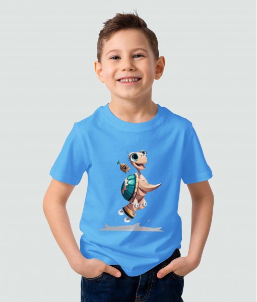 Детска тениска с щампа Животни Turtle with skates