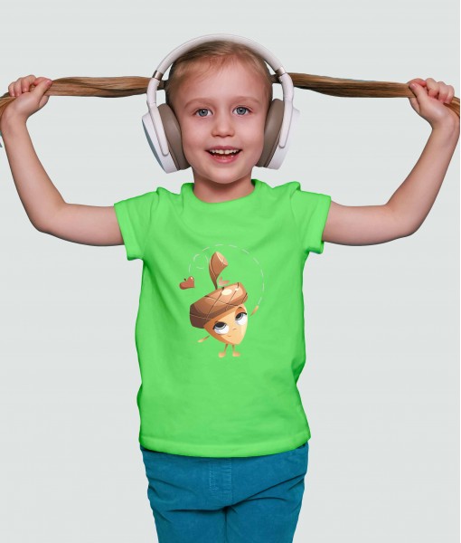 Детска тениска с щампа Анимации Happy acorn - TShirtArtShop.com