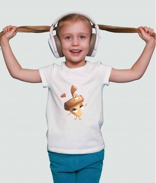 Детска тениска с щампа Анимации Happy acorn - TShirtArtShop.com