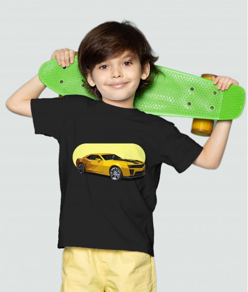 Детска тениска с щампа Авто-мото Yellow Fast car