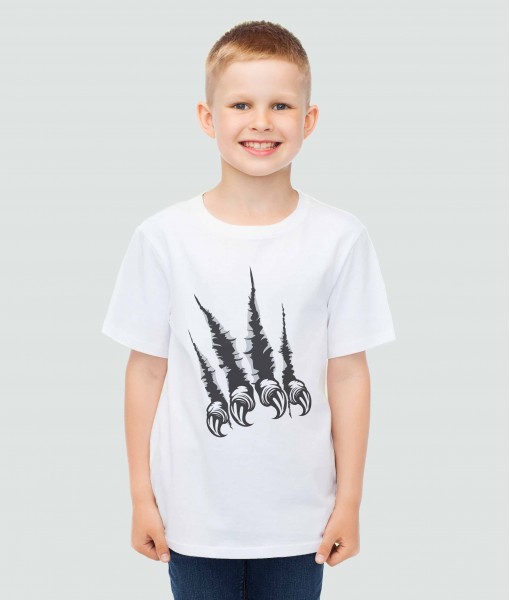 Детска тениска с щампа Динозаври 3D Dinosaur black and white claws - TShirtArtShop.com