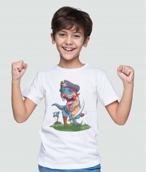 Детска тениска с щампа Динозаври Pirate T-Rex dinosaur - TShirtArtShop.com