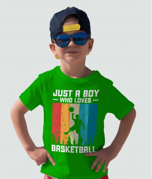 Детска тениска с щампа Спортни Илюстрации Just a boy who loves basketball - TShirtArtShop.com