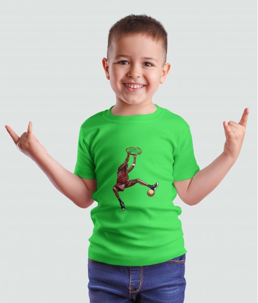 Детска тениска с щампа Спортни Илюстрации Basketball dunking player - TShirtArtShop.com