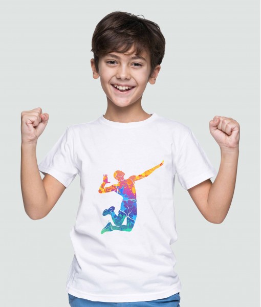 Детска тениска с щампа Спортни Илюстрации Colorful Volleyball player - TShirtArtShop.com