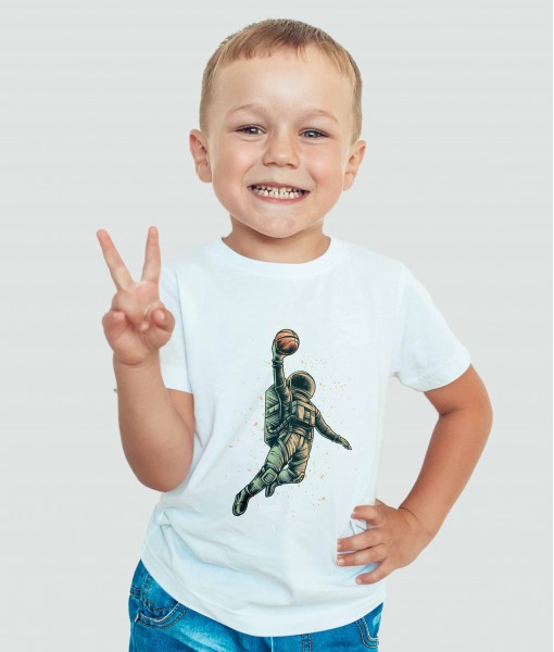 Детска тениска с щампа Спортни Илюстрации Basketball astronaut - TShirtArtShop.com
