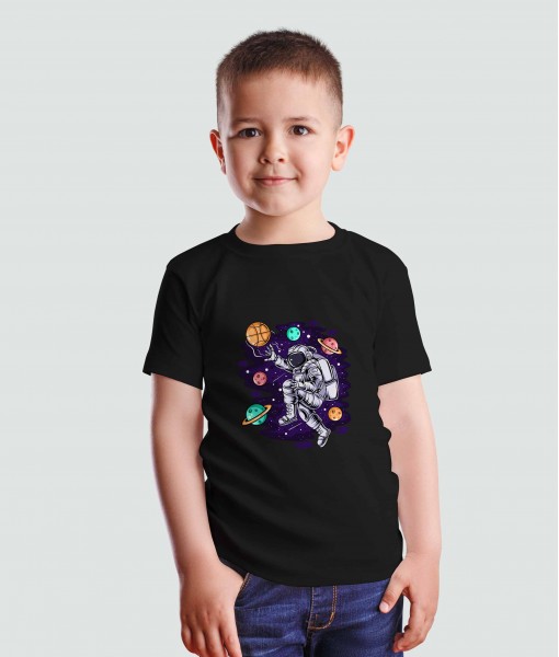 Детска тениска щампа Спортни Илюстрации Basketball astronaut and planets - TShirtArtShop.com