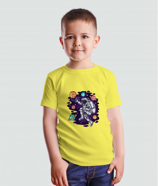 Детска тениска щампа Спортни Илюстрации Basketball astronaut and planets - TShirtArtShop.com