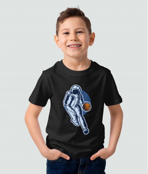 Детска тениска с щампа Спортни Илюстрации Basketball Dribbling astronaut - TShirtArtShop.com